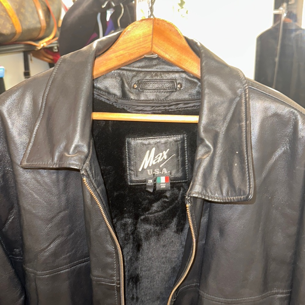 Vintage Max USA men 2x 100% leather skin detachable faux fur lining